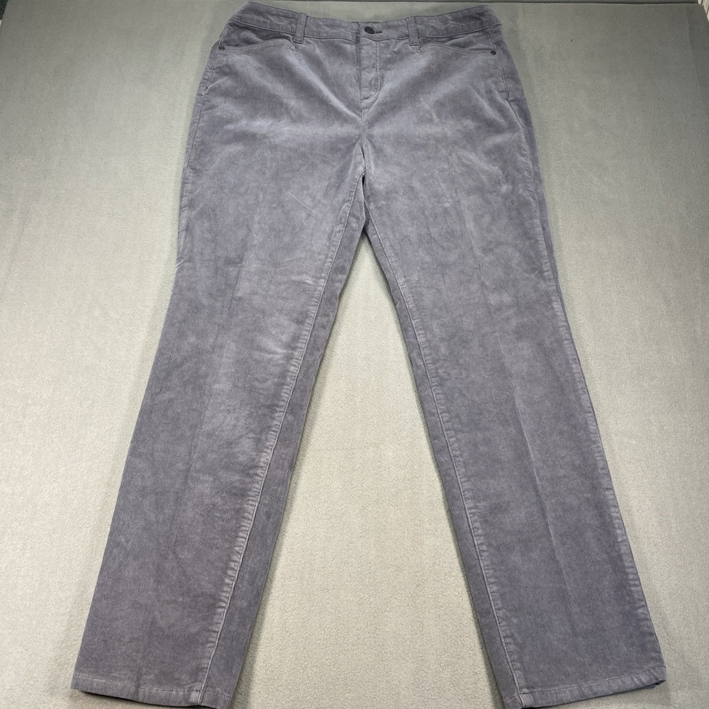 Talbots Women's Corduroy 16 Pants High Waist Straight Leg Gray Stretchy